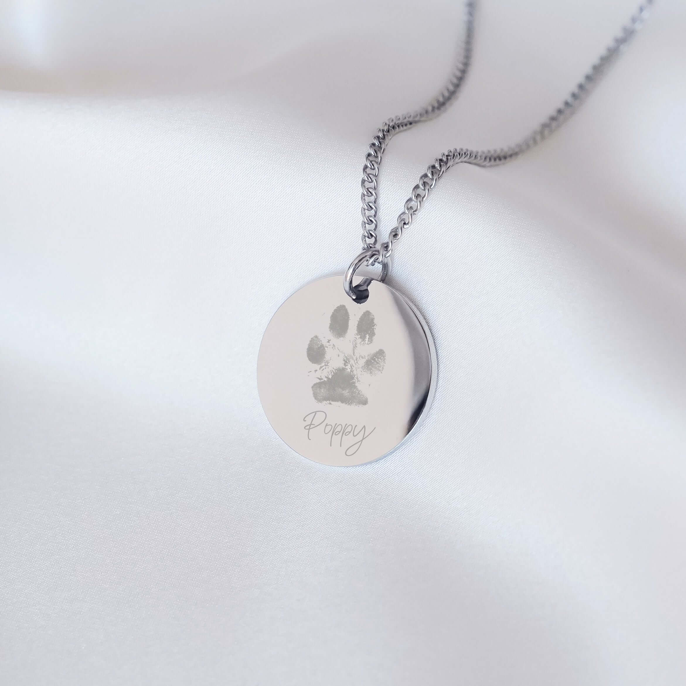 Dog Paw Print Engraved Gold Necklace– LillaDesigns